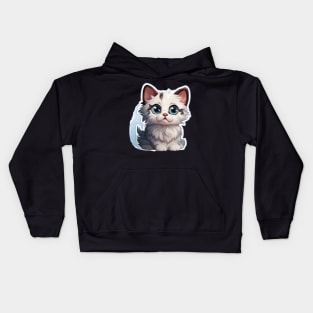 Mysterious Cat with White Fur and Blue Shadow Kids Hoodie